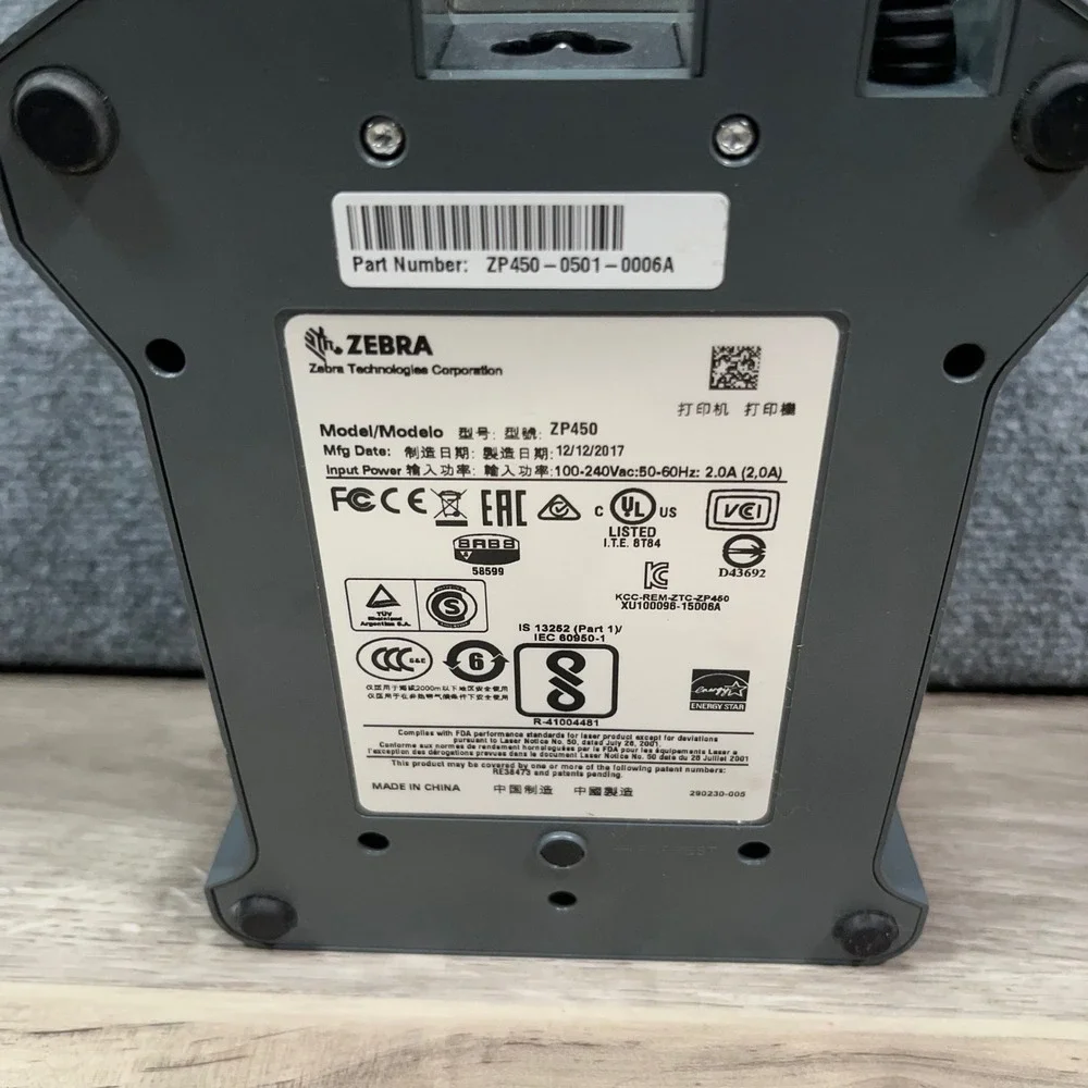 Zebra ZP 450 Thermal Label Printer Desktop Shipping USB Connection Tested *READ